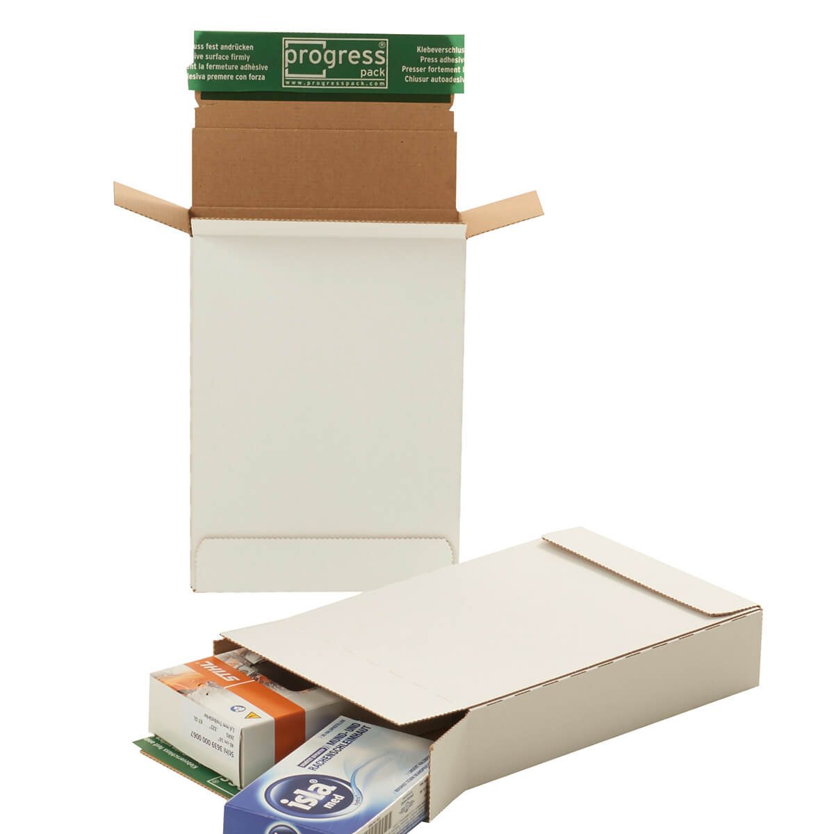 Briefbox Maxibriefkarton 215x155x45 mm DIN A5+ selbstklebend + Aufreißfaden, weiß - progressPACK