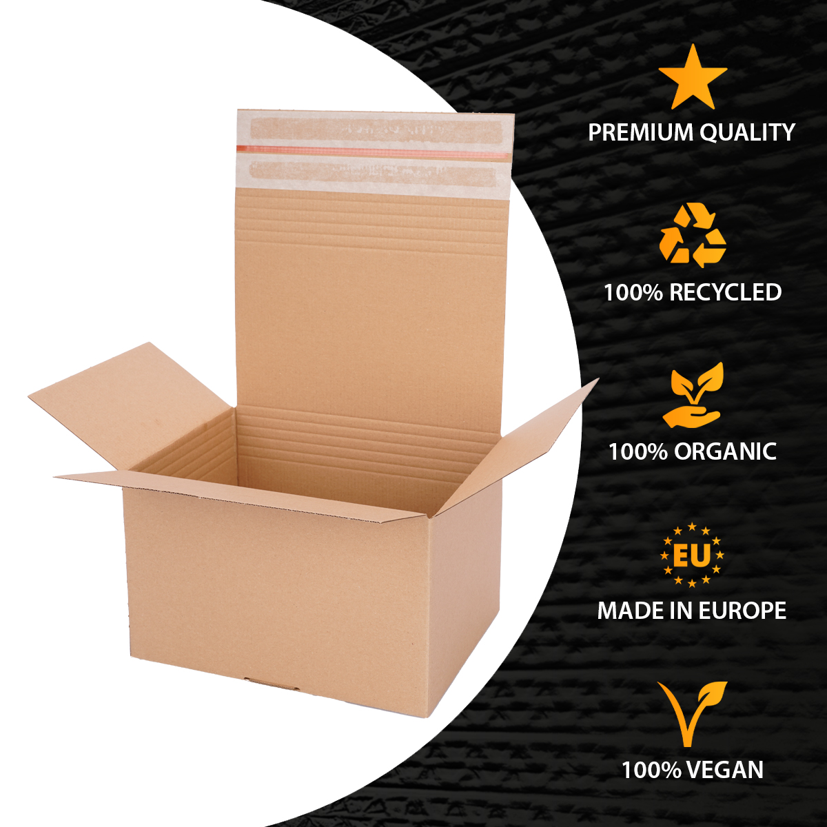 Automatic cardboard box A4 304x216x130-220 mm with self-adhesive lid - VP50
