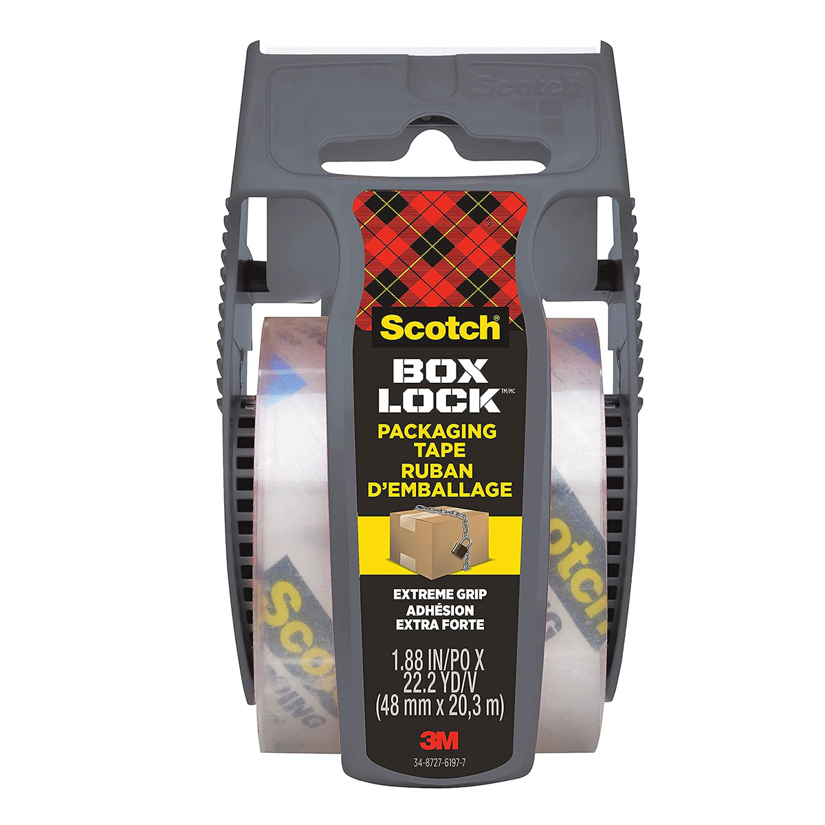6x Paketklebeband Box Lock 48 mm x 20,3 m im Handabroller 195-6-EF Extra Stark kristallklar - Scotch