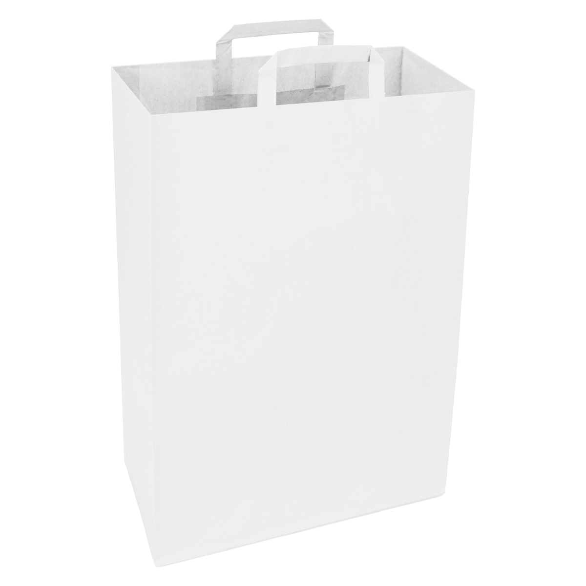 BIO Papiertragetaschen weiß 45x32x16 cm Kraftpapier mit Flachhenkel