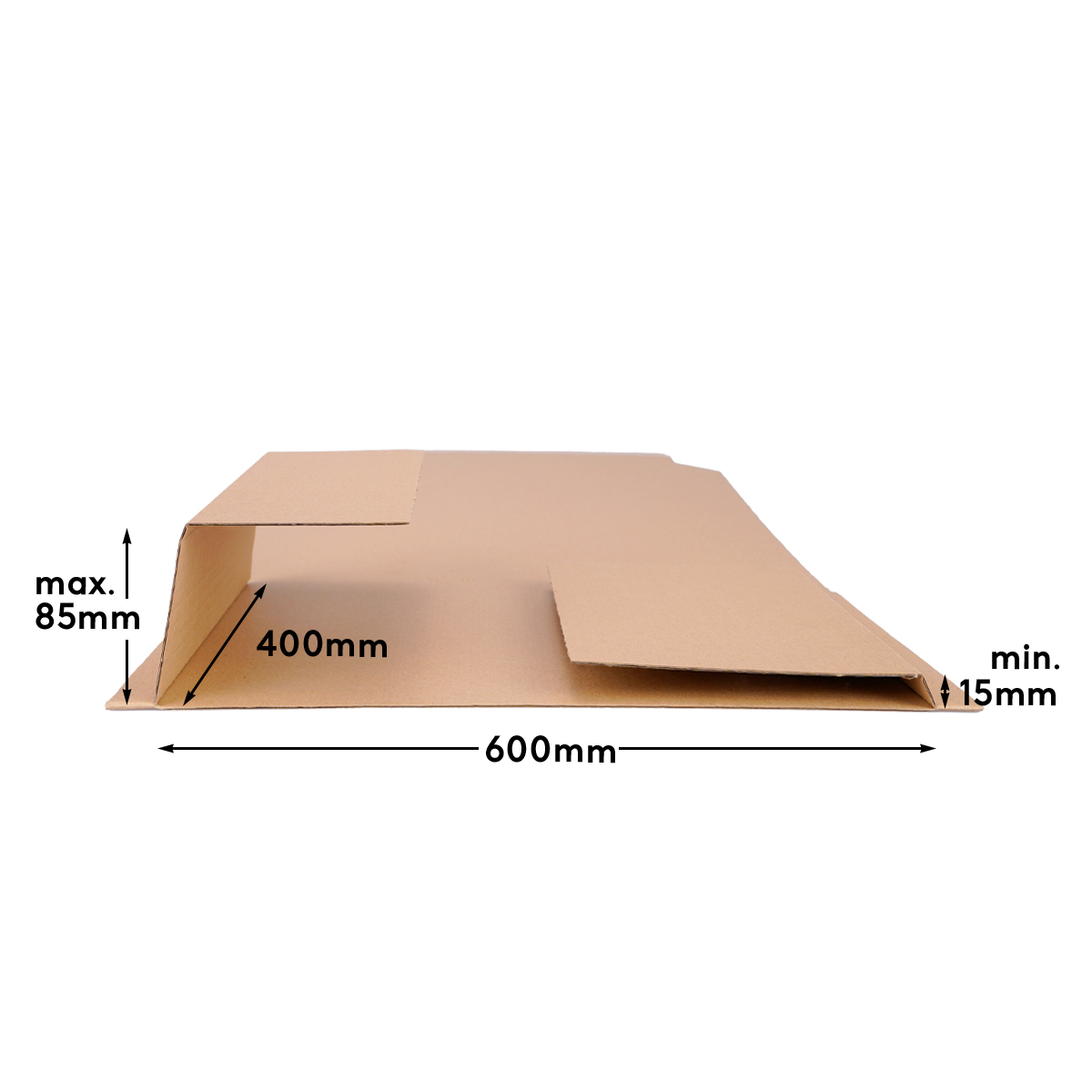 Buchverpackung 600x400x10-85 mm Wickelverpackung aus Pappe DIN A2 braun - BV 60