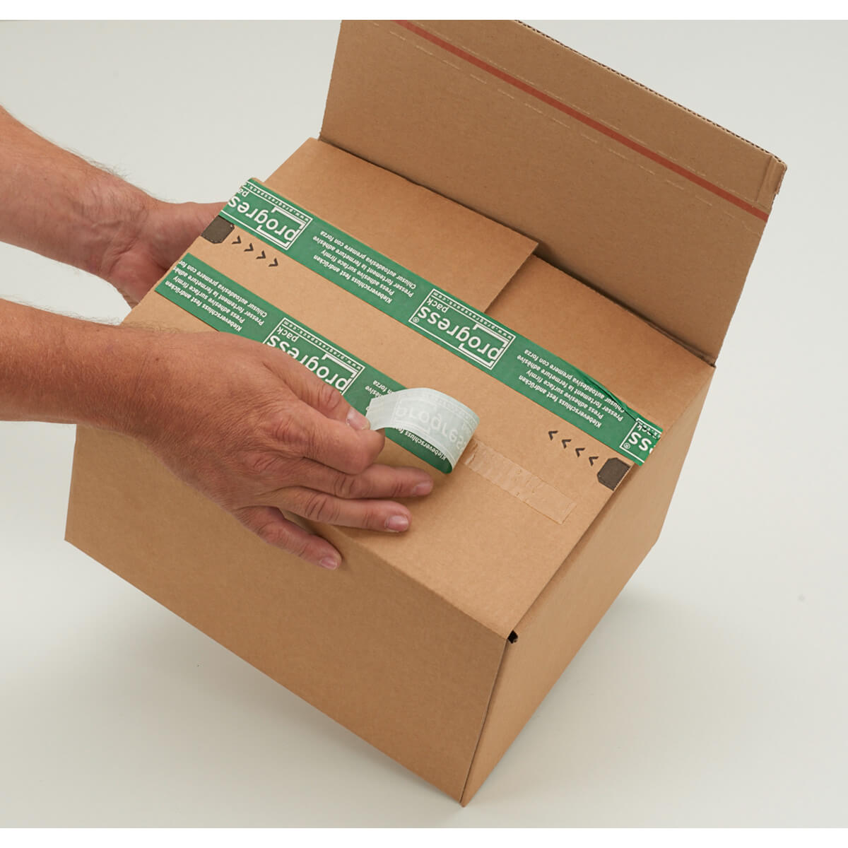 Folding carton 1-wall 230x165x115 din c5 mm self-adhesive + return closure - progressBOX
