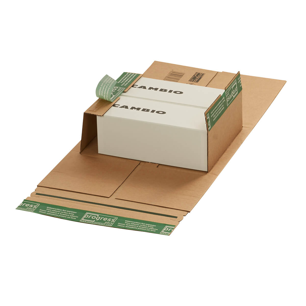 Buchverpackung 250x190x85-0 mm Pappe EXTRA SAFE selbstklebend + Aufreißfaden - progressPACK