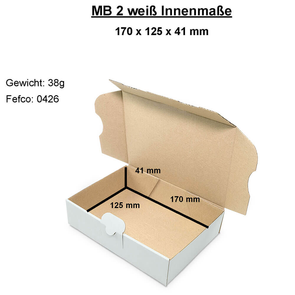 Letter-sized maxi-carton 180x130x45 mm - MB 2 weiss