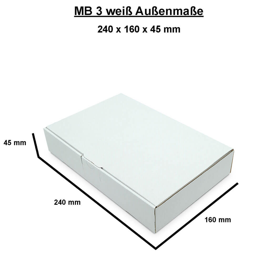 Maxibriefkarton 240x160x45 mm DIN A5 weiß - MB 3