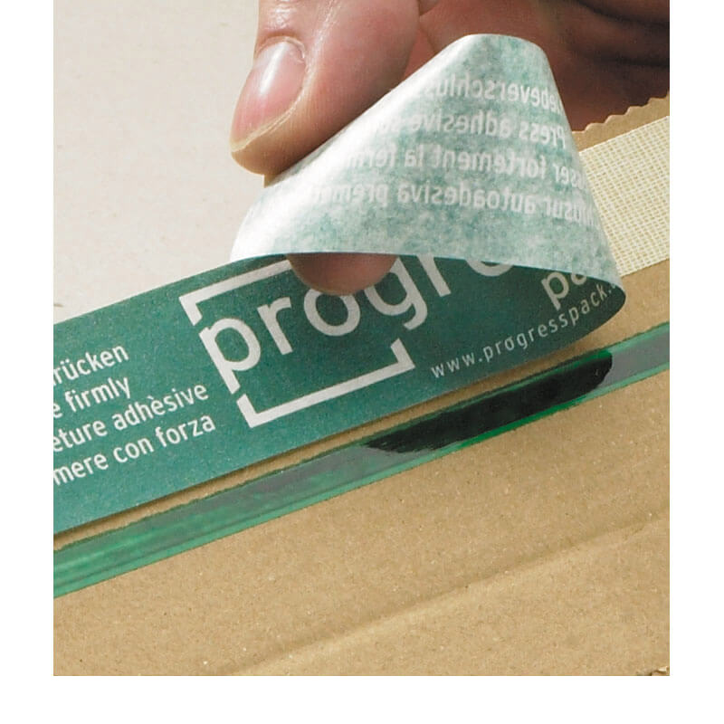 Buchverpackung 300x220x80-0 mm Pappe DIN A4 ECO PLUS selbstklebend + Aufreißfaden weiß - progressPACK