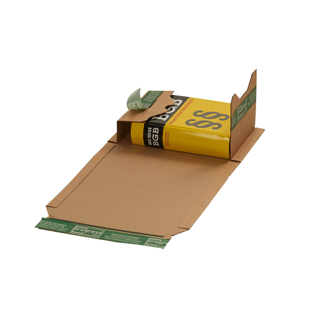Book packaging cardboard eco plus 249x165x65-0 mm din a5+ self-adhesive + tear strip - progressPACK