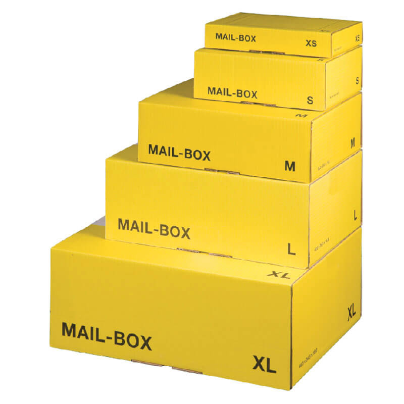 Cardboard box MAIL-BOX XS - 244 x 145 x 38 mm, yellow