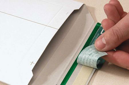 Shipping bag corrugated cardboard 1 - 2 CD's 145x190x25 mm self-adhesive + tear strip, white - progressPACK