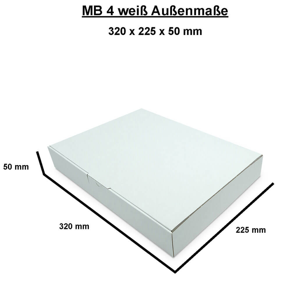 Maxibriefkarton 320x225x50 mm DIN A4 weiß - MB 4