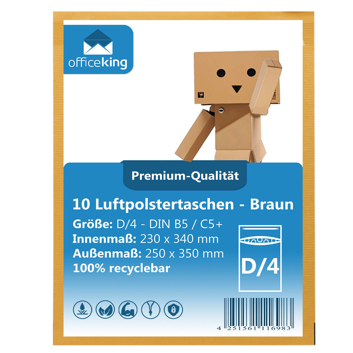 10x C3 Bubble mailers brown 170 x 225 mm - officeking
