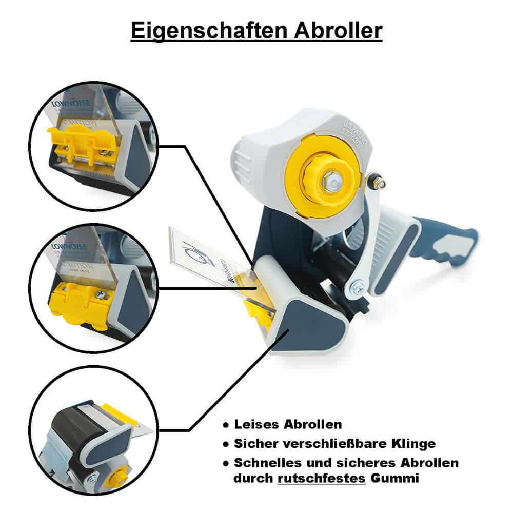 Low noise hand dispenser for adhesive tape