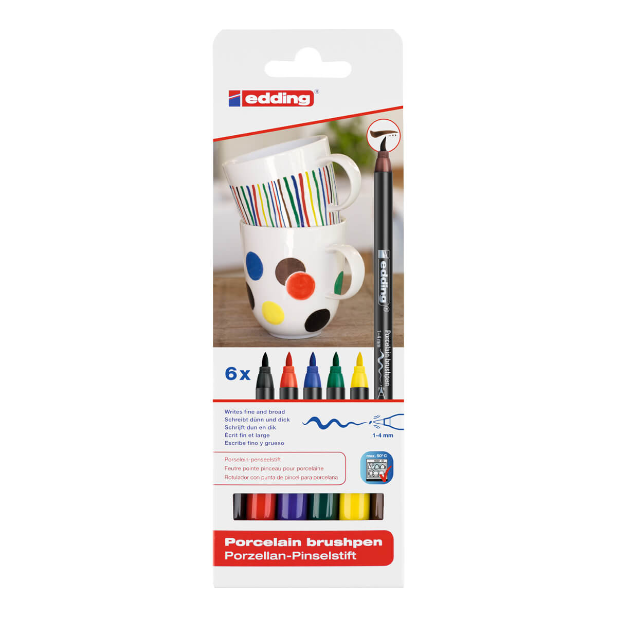 edding Porzellan-Pinselstift 4200 6er Set Standardfarben