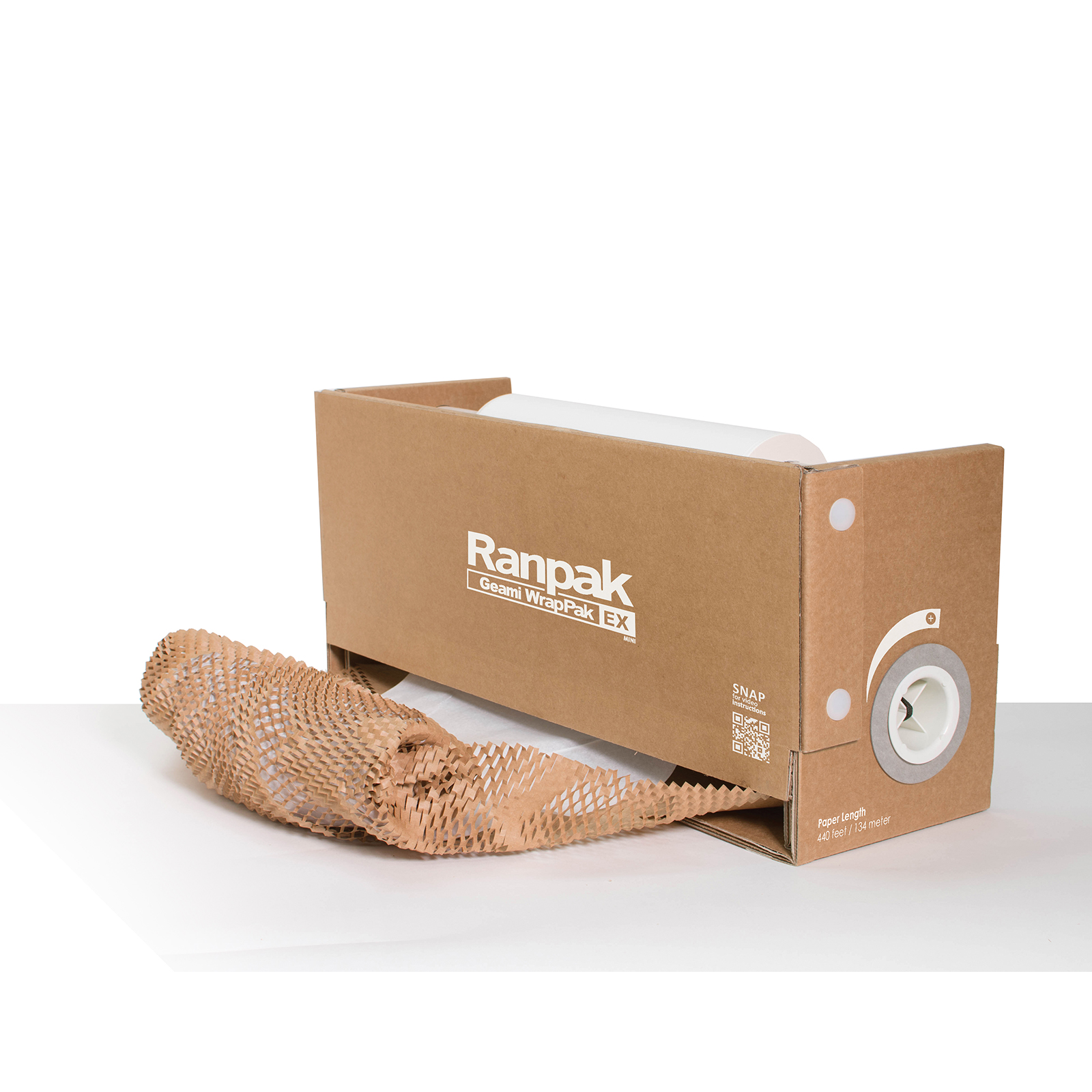 Ranpak Geami 50.8cm x 82m honeycomb paper with tissue paper inlay EXBOX mini disposable box dispenser