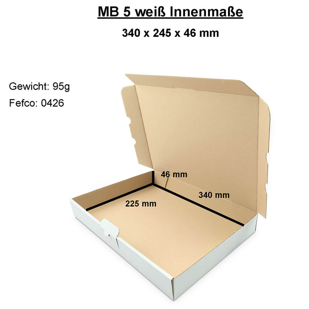 Letter-sized maxi-carton 350x250x50 mm - MB 5 weiss