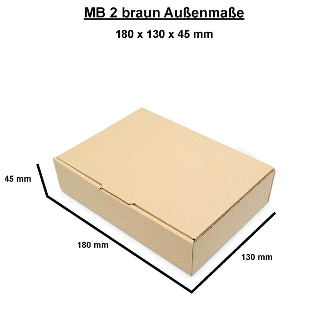 Letter-sized maxi-carton 180x130x45 mm - MB 2, brown