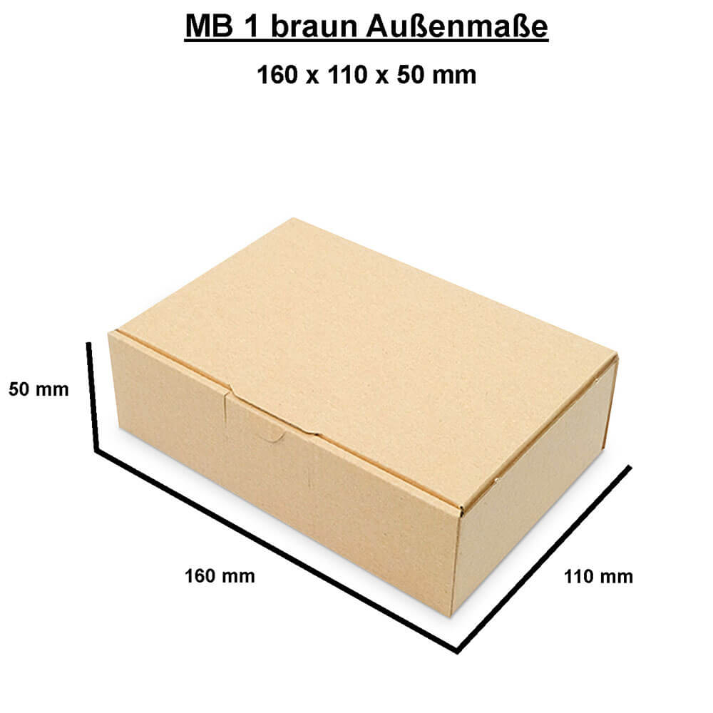 Letter-sized maxi-carton 160x110x50 mm - MB 1, brown