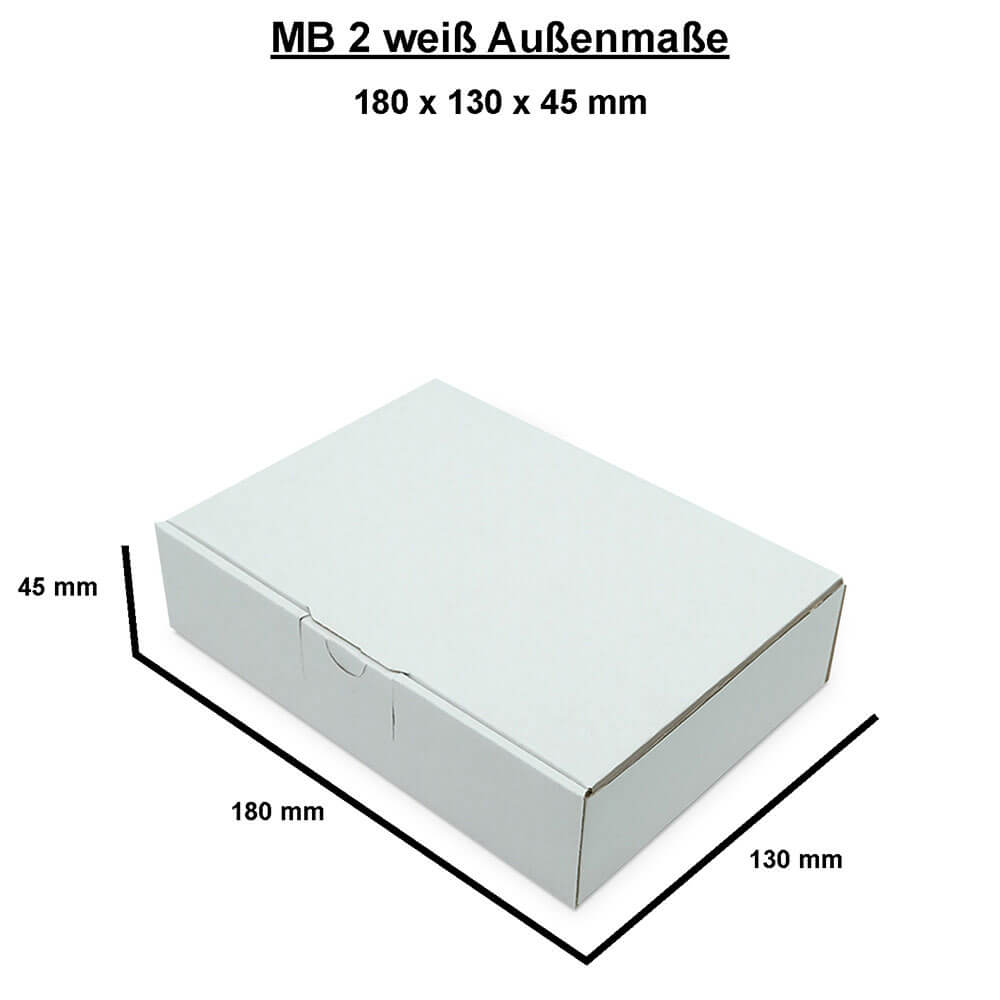 Maxibriefkarton 180x130x45 mm weiß - MB 2