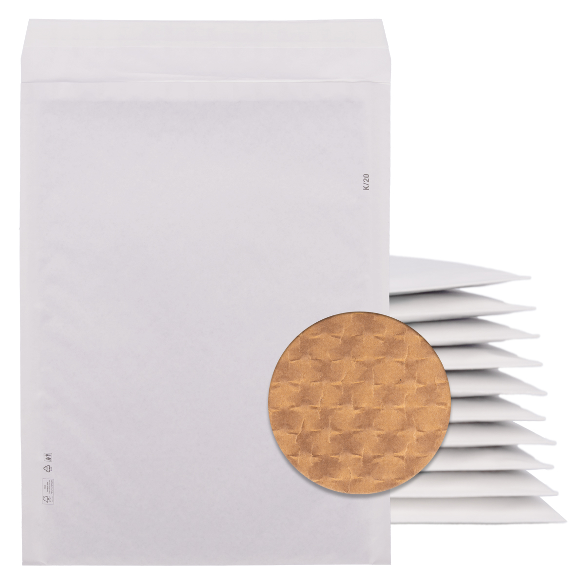 100x Papierpolstertaschen 370x480 mm selbstklebend weiß