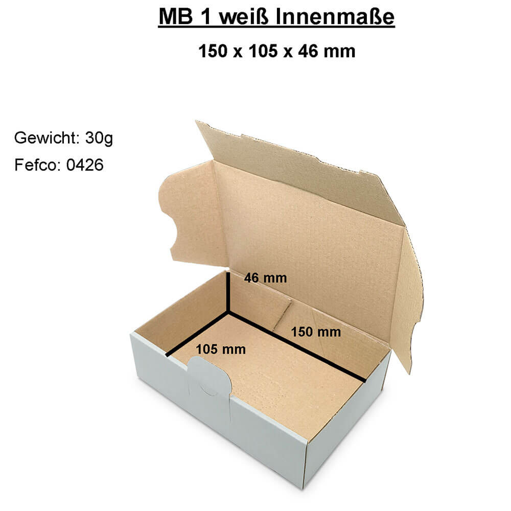 Letter-sized maxi-carton 160x110x50 mm - MB 1 weiss