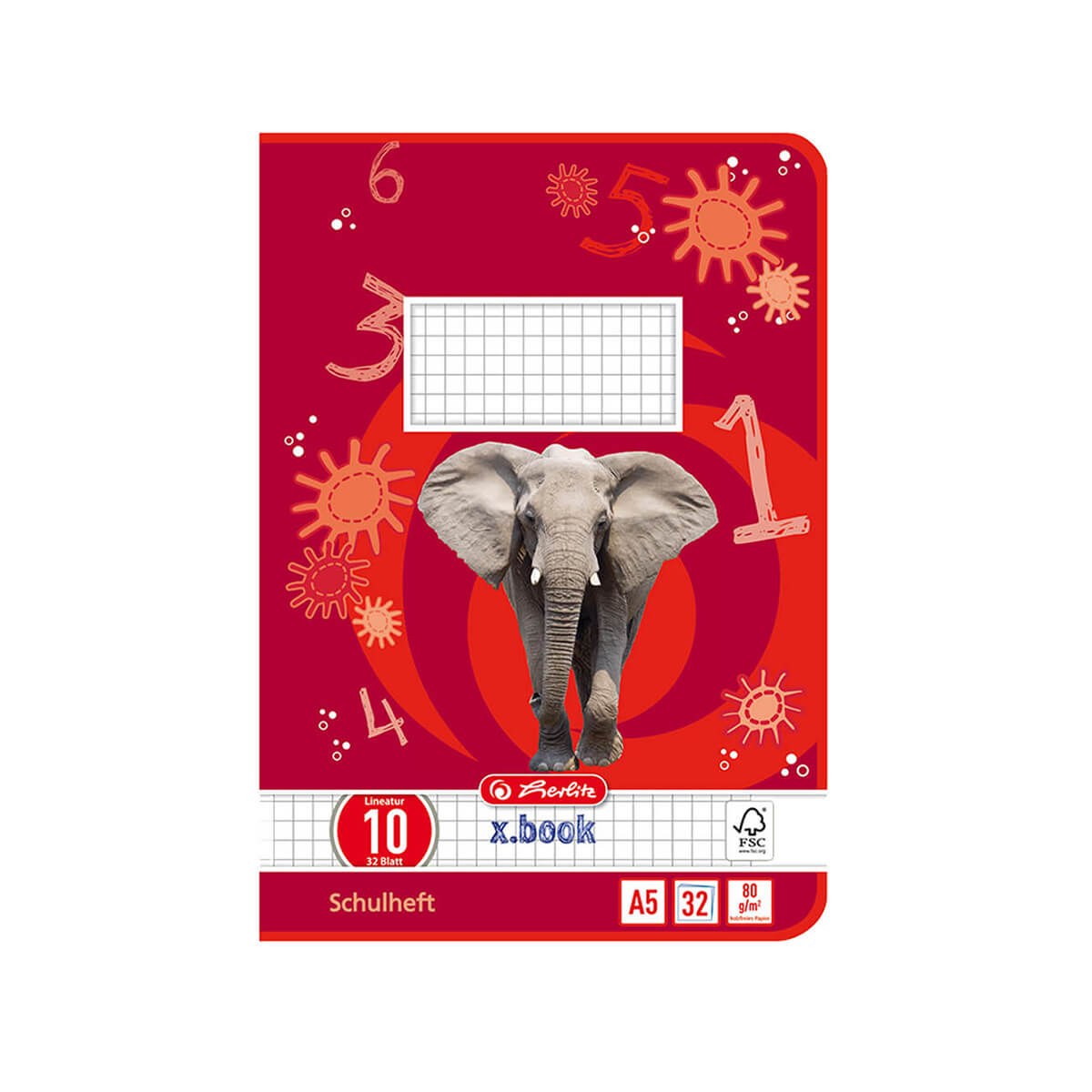 Herlitz Exercise book notebook a5 32 sheets squared ruling 10