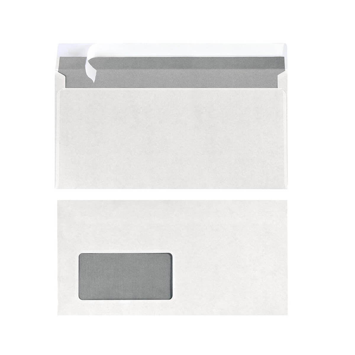 25x Briefumschlag DIN Lang 220x110 mm mit Fenster Innendruck + haftklebend weiß - Herlitz