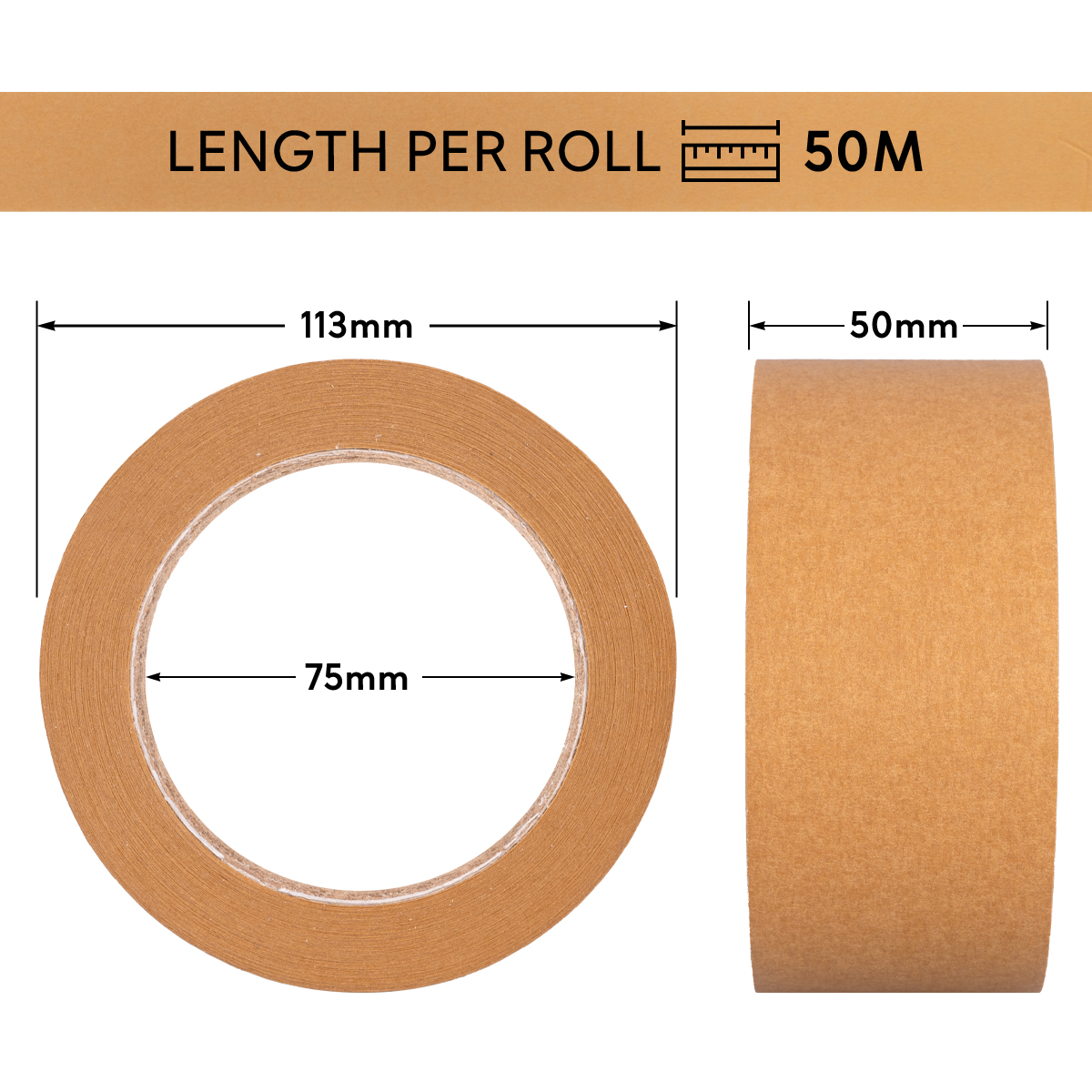 Paper adhesive tape 50m x 50mm, brown