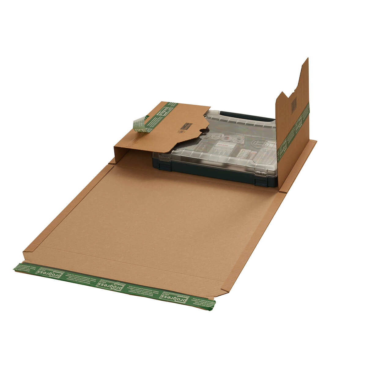 Buchverpackung 455x325x54-0 mm Pappe ECO PLUS selbstklebend + Aufreißfaden - progressPACK
