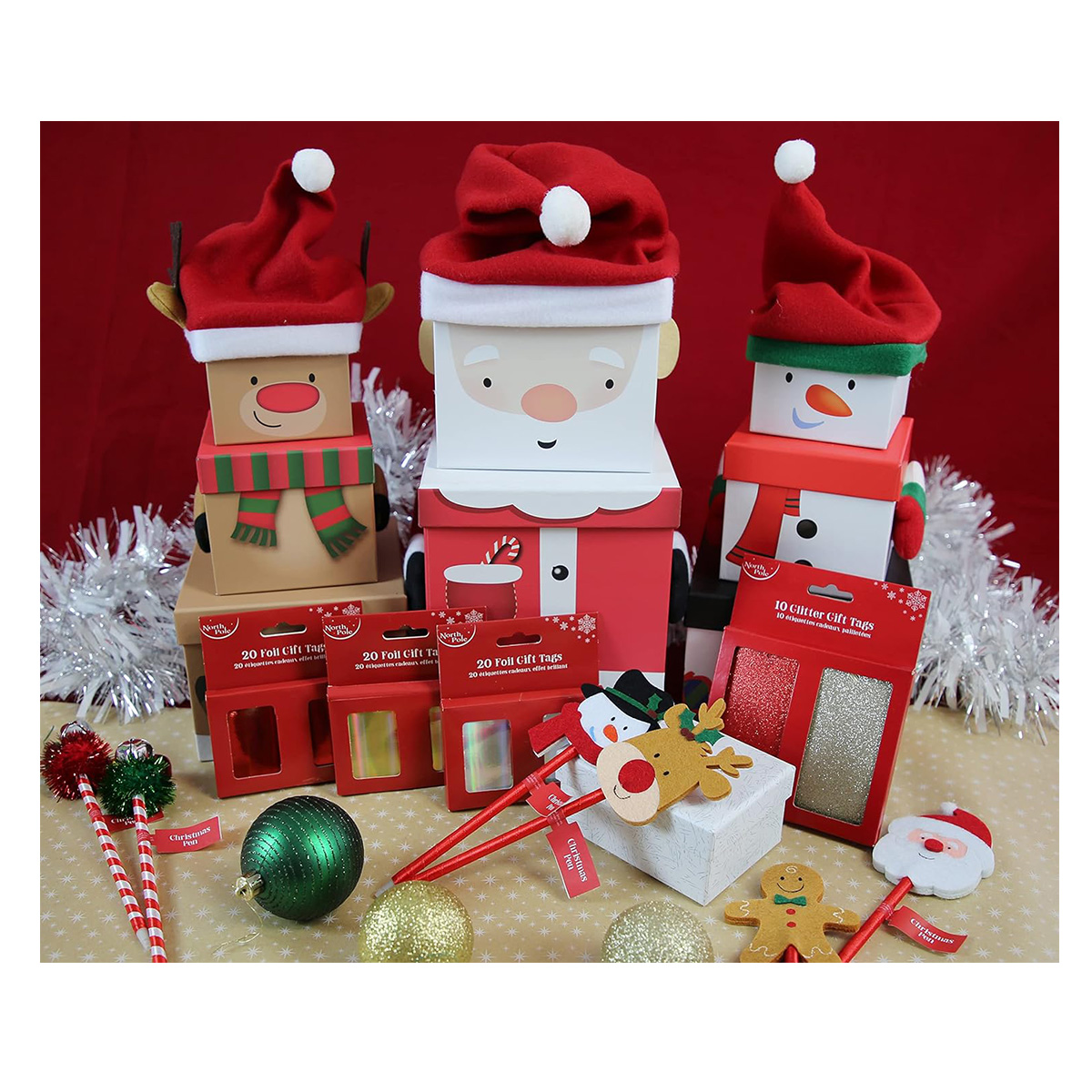 Clairefontaine gift boxes stackable, gift packaging - set of 3 Santa Claus