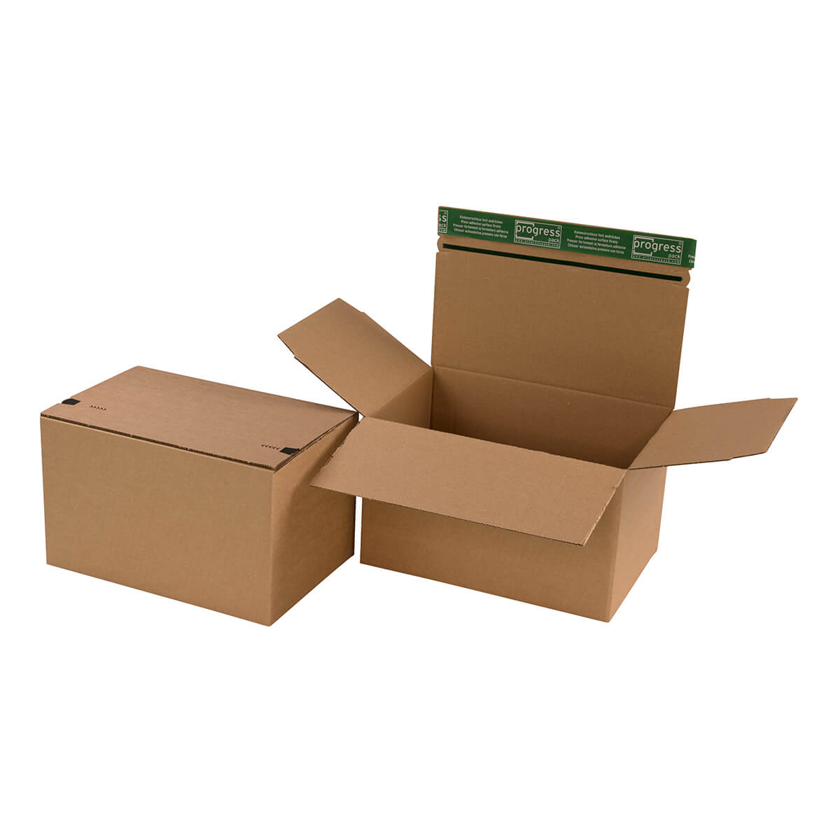 Folding carton 1-wall 370x265x140 mm din b4 self-adhesive + tear strip - progressPACK