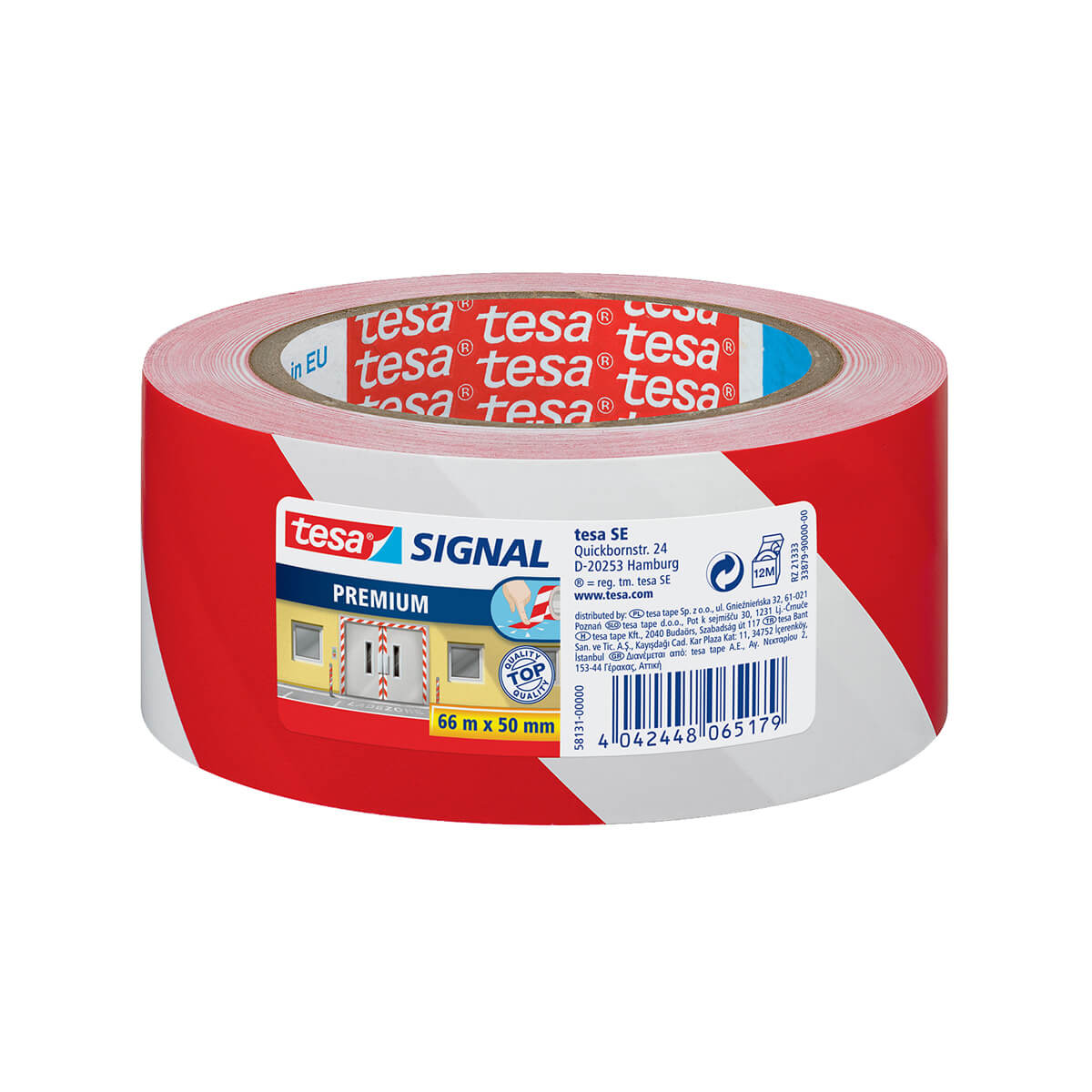 tesa Signal Premium marking tape pvc - 66 m x 50 mm - Red-White