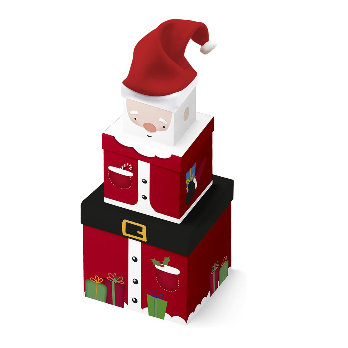 Clairefontaine Geschenkboxen stapelbar, Geschenkverpackung - 3er Set Weihnachtsmann