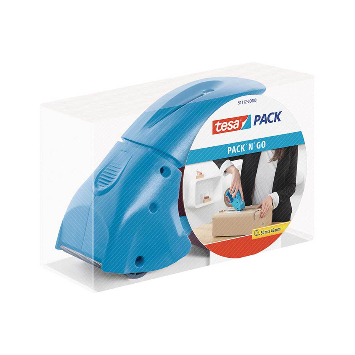 tesa Hand dispenser Pack'n'Go incl. 1 pcs. adhesive tape, blue