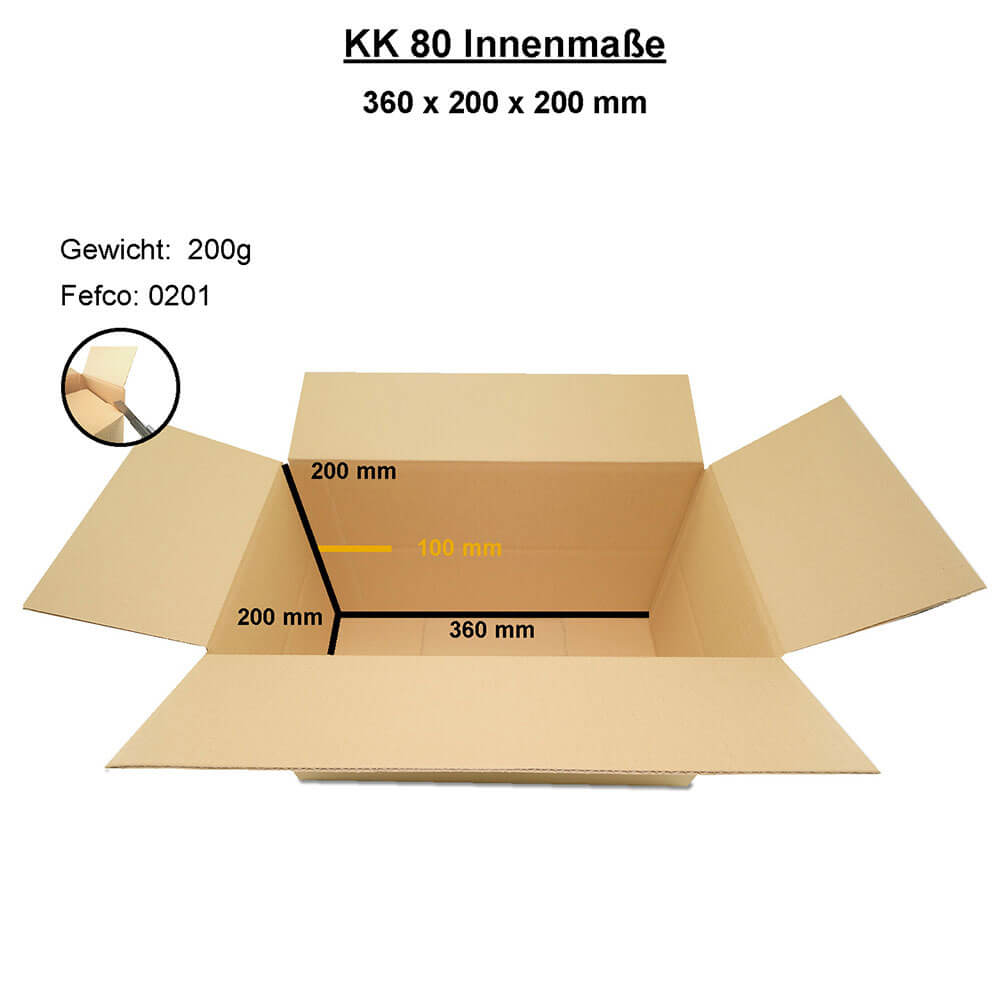 Cardboard box single wall 360x200x200 mm - KK 80