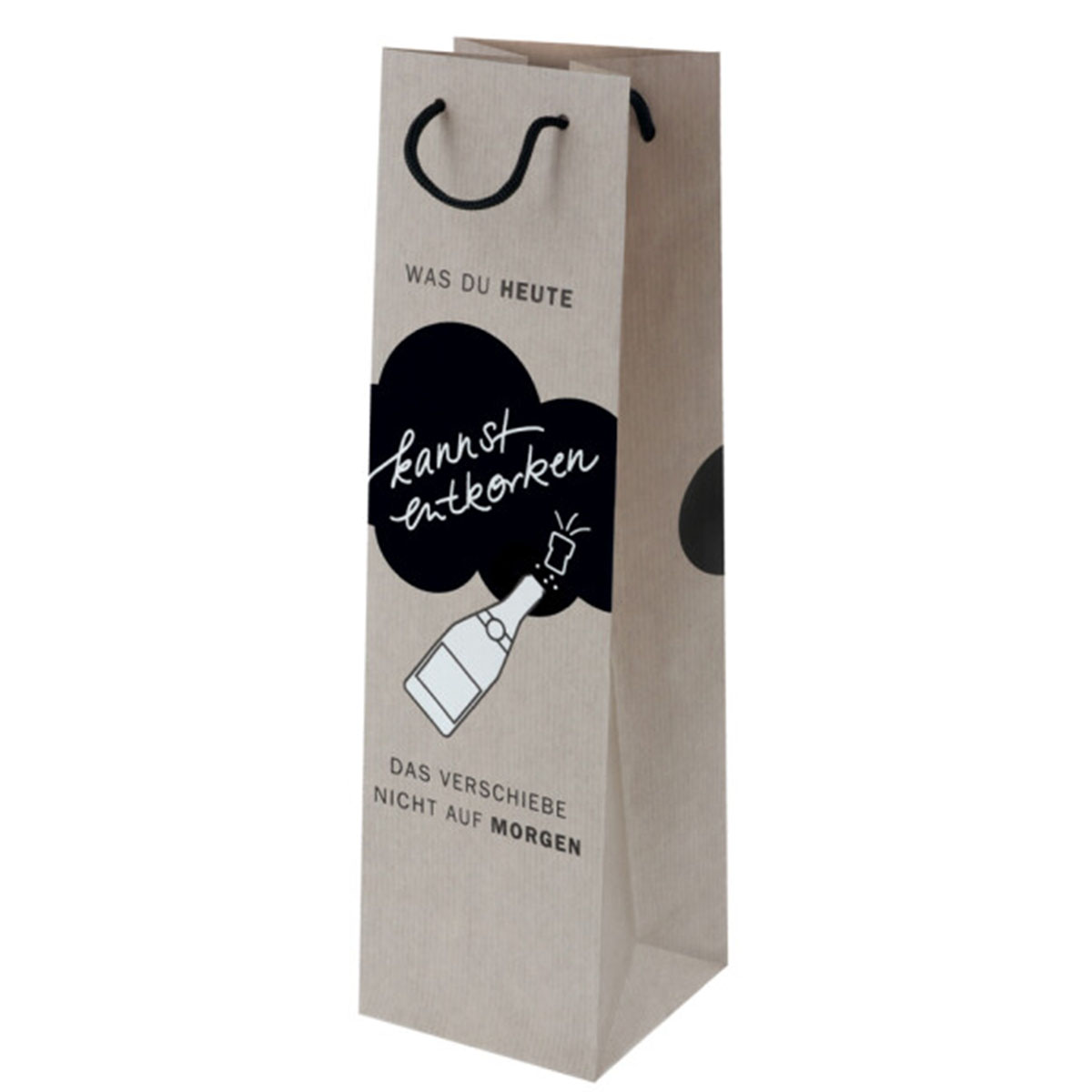 Geschenktasche für Flaschen 10,5 x 36 x 10 cm mit UV-Lack und Tragekordel Entkorken - Susy Card