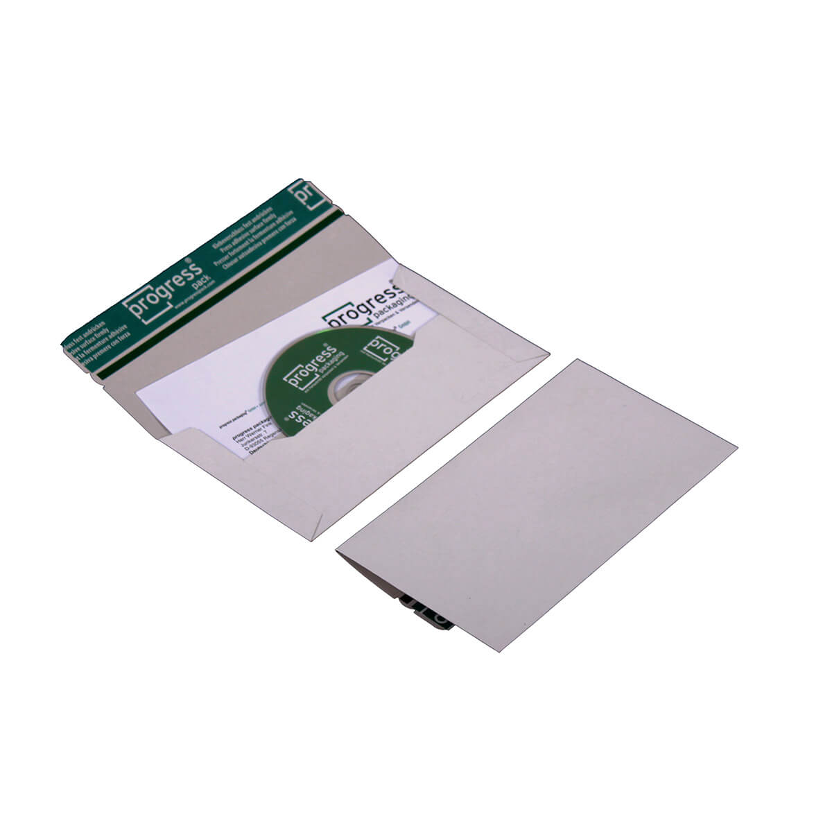 Shipping bag cd solid cardboard 218x122 mm din Lang without window self-adhesive + tear strip, white - progressPACK