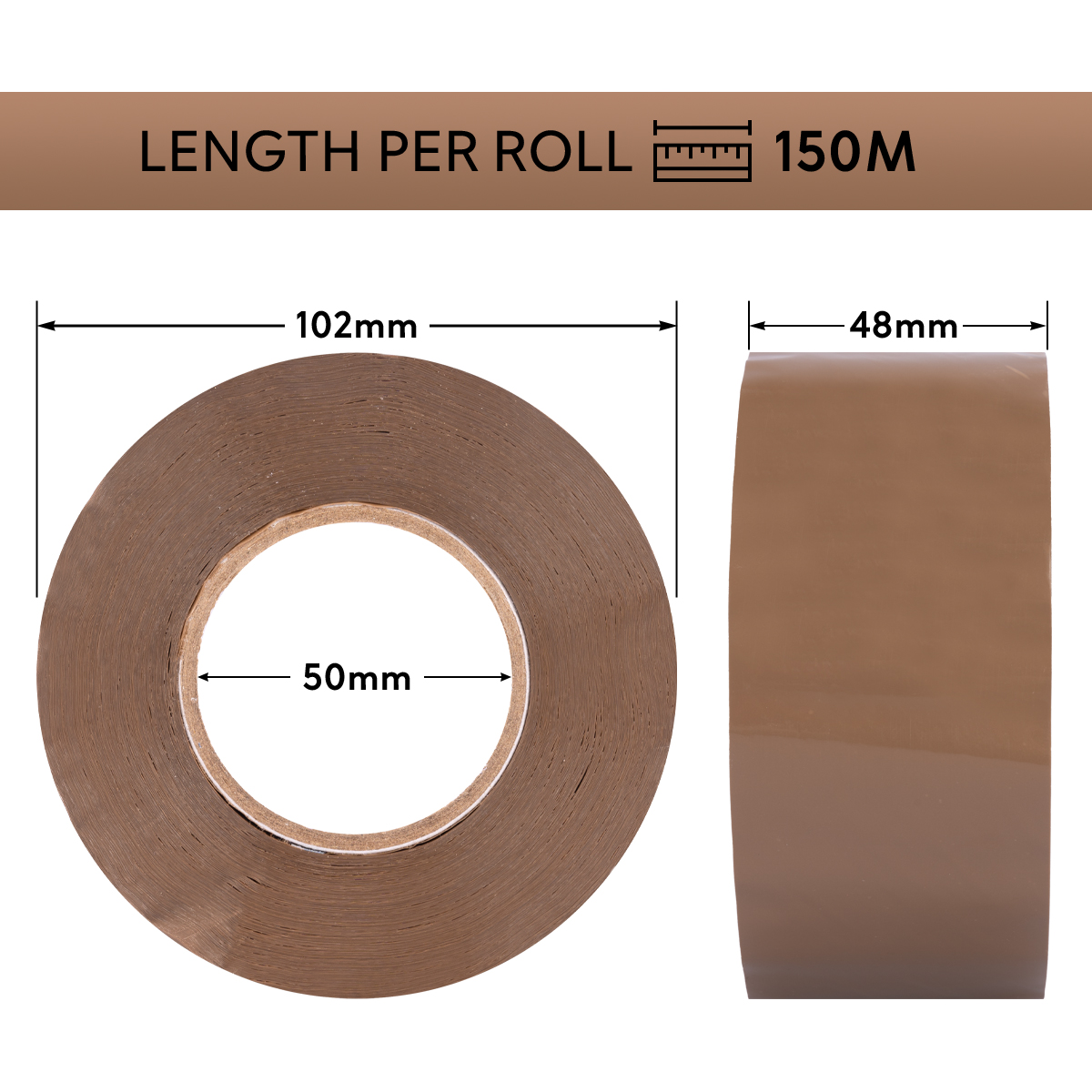 150m Adhesive tape (High Tack) brown