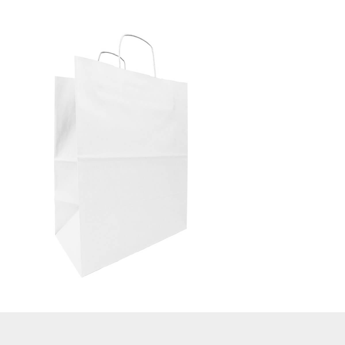 Papiertüten weiß 33x24x11 cm 8,7 Liter Papiertragetaschen mit Kordel