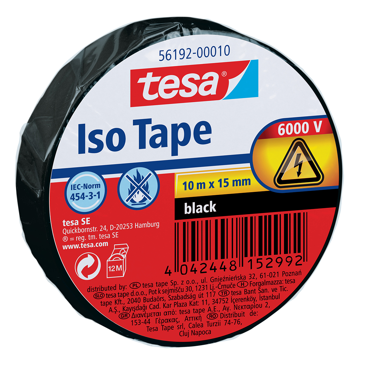 tesa Isolierband 15 mm x 10 m Iso Tape spannungsfest bis 6.000 V schwarz