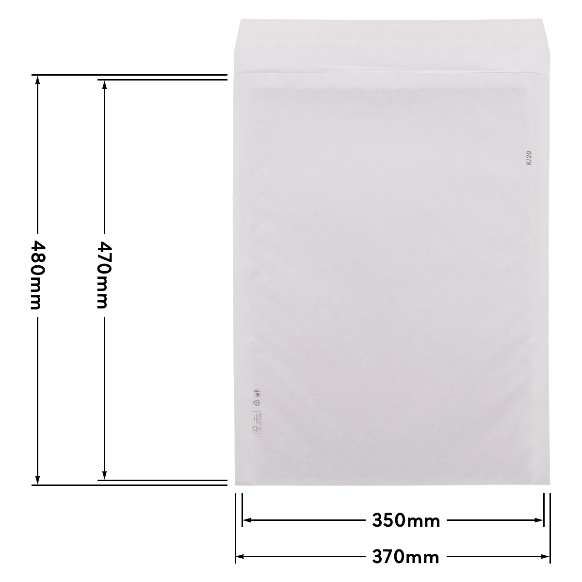 100x Papierpolstertaschen 370x480 mm selbstklebend weiß
