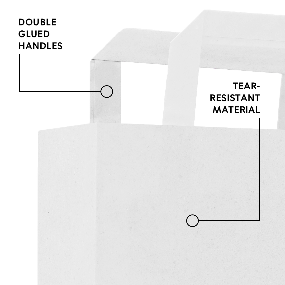 BIO Papiertragetaschen weiß 45x32x16 cm Kraftpapier mit Flachhenkel