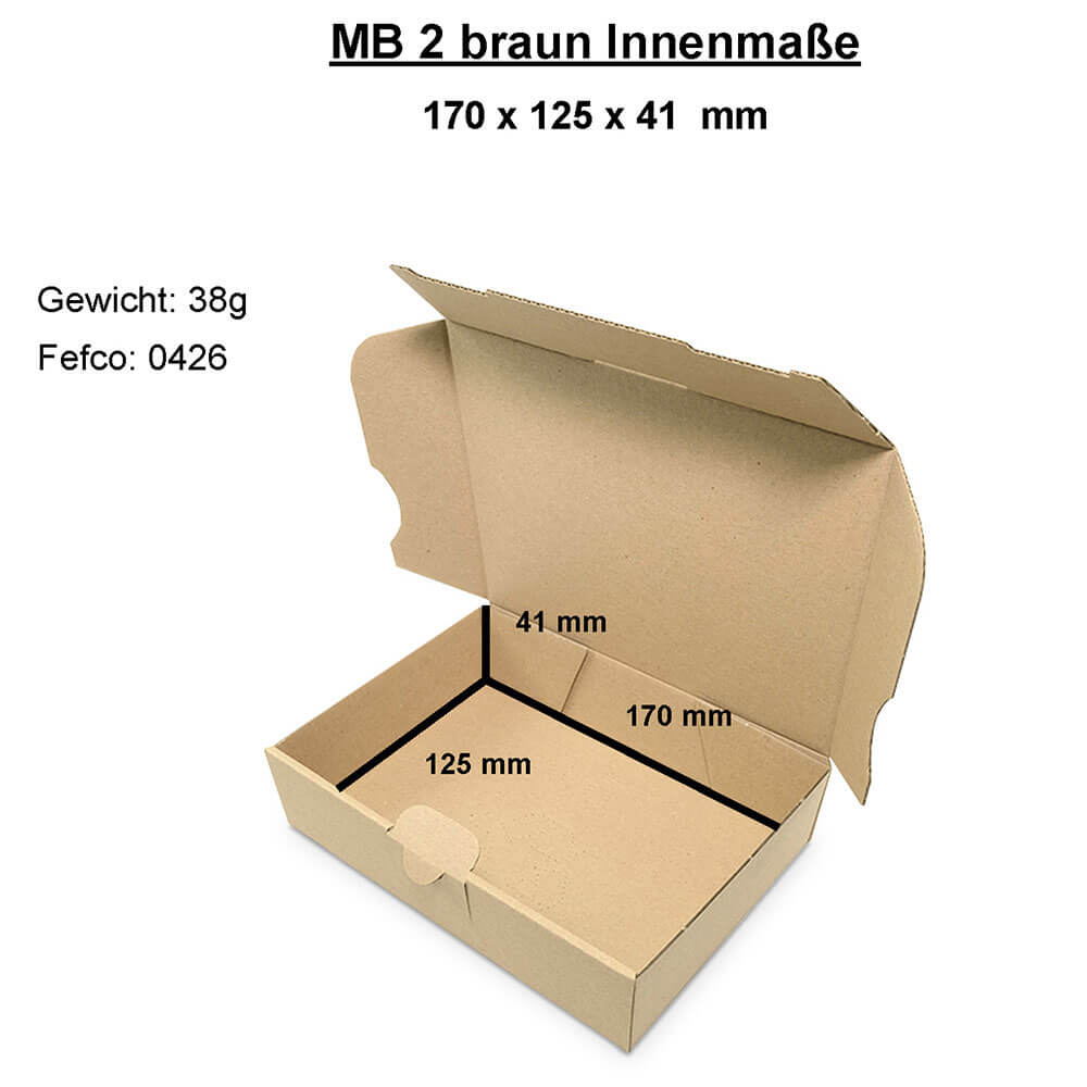 Letter-sized maxi-carton 180x130x45 mm - MB 2, brown