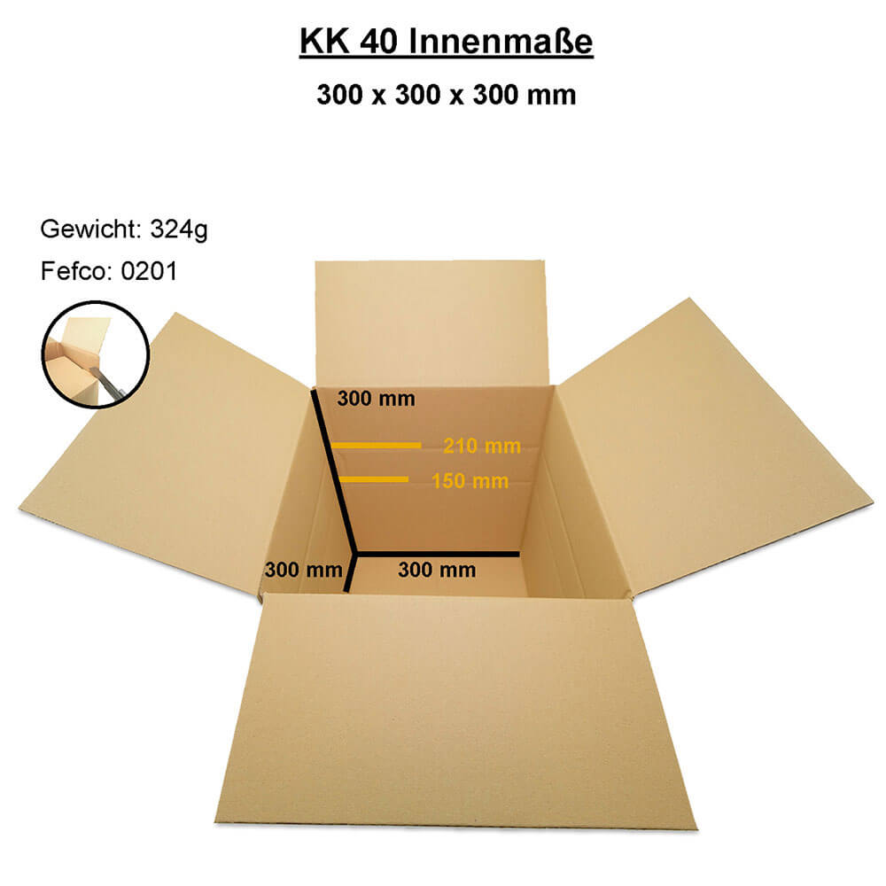 Cardboard box single wall 300x300x300 mm - KK 40