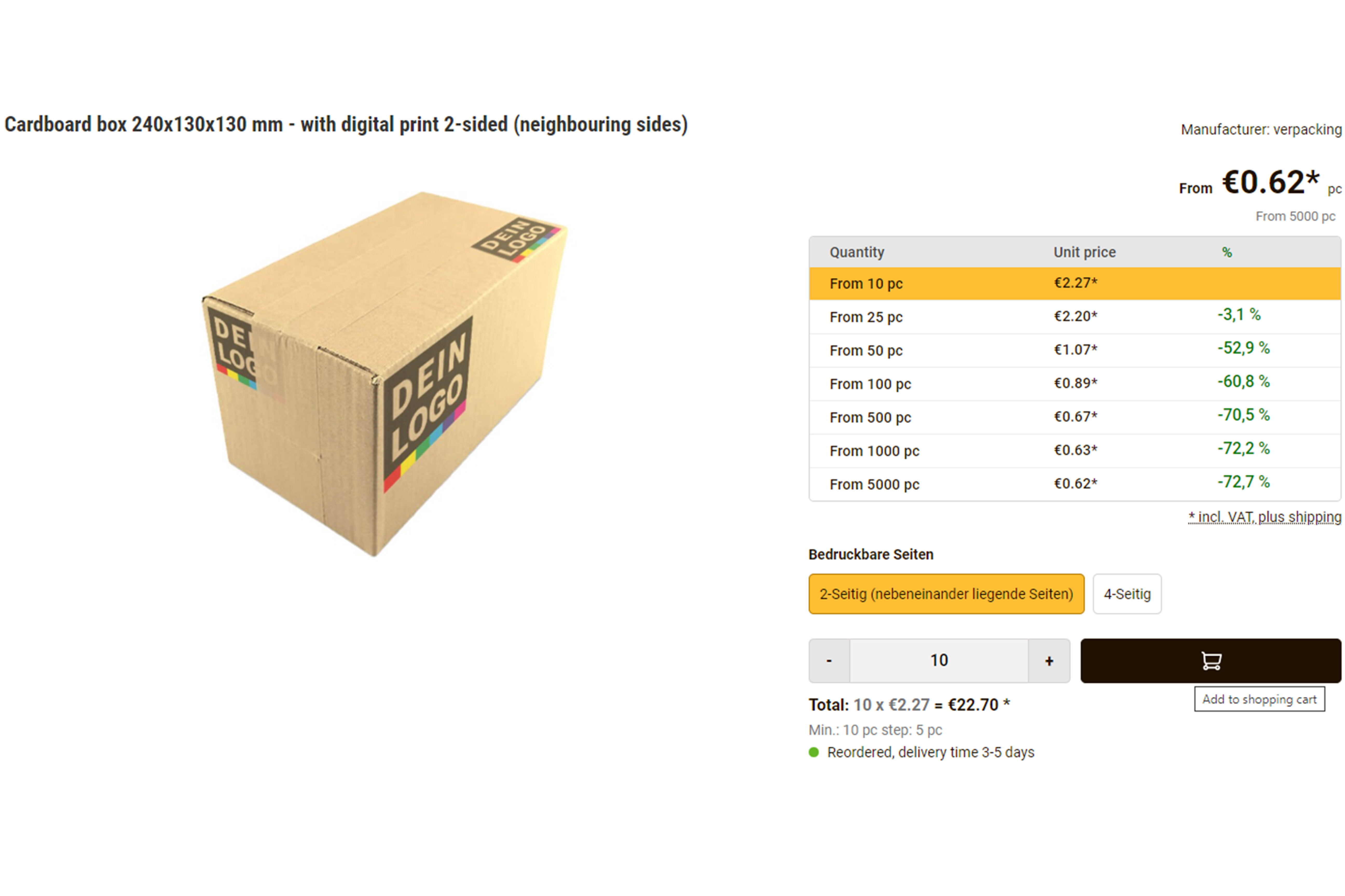ordering process - choose a carton