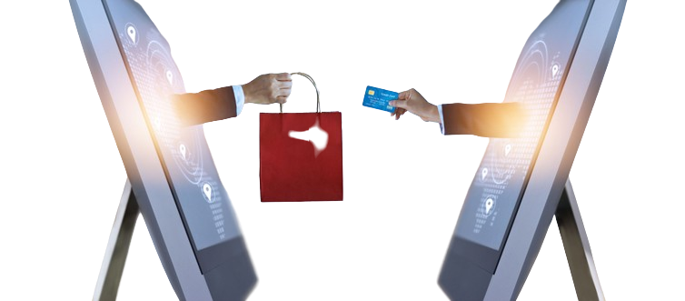 Ware wird mit internationaler Kreditkarte bezahlt