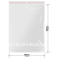 100x Druckverschlussbeutel 300x400 mm Zip Beutel