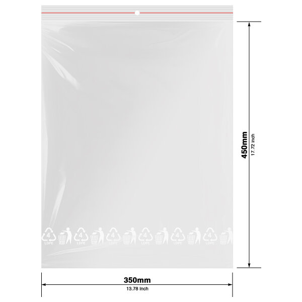 100x Druckverschlussbeutel 350x450 mm Zip Beutel