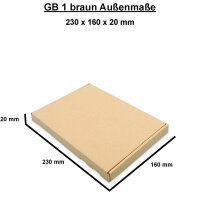 Large Letter Carton in Brown with dimensions 230x160x20 mm, DIN A5, FEFCO 0427, Brand: verpacking (View 3)