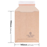 Versandtasche Wellpappe in Braun mit den Maßen 190x145 mm (Ansicht 1)