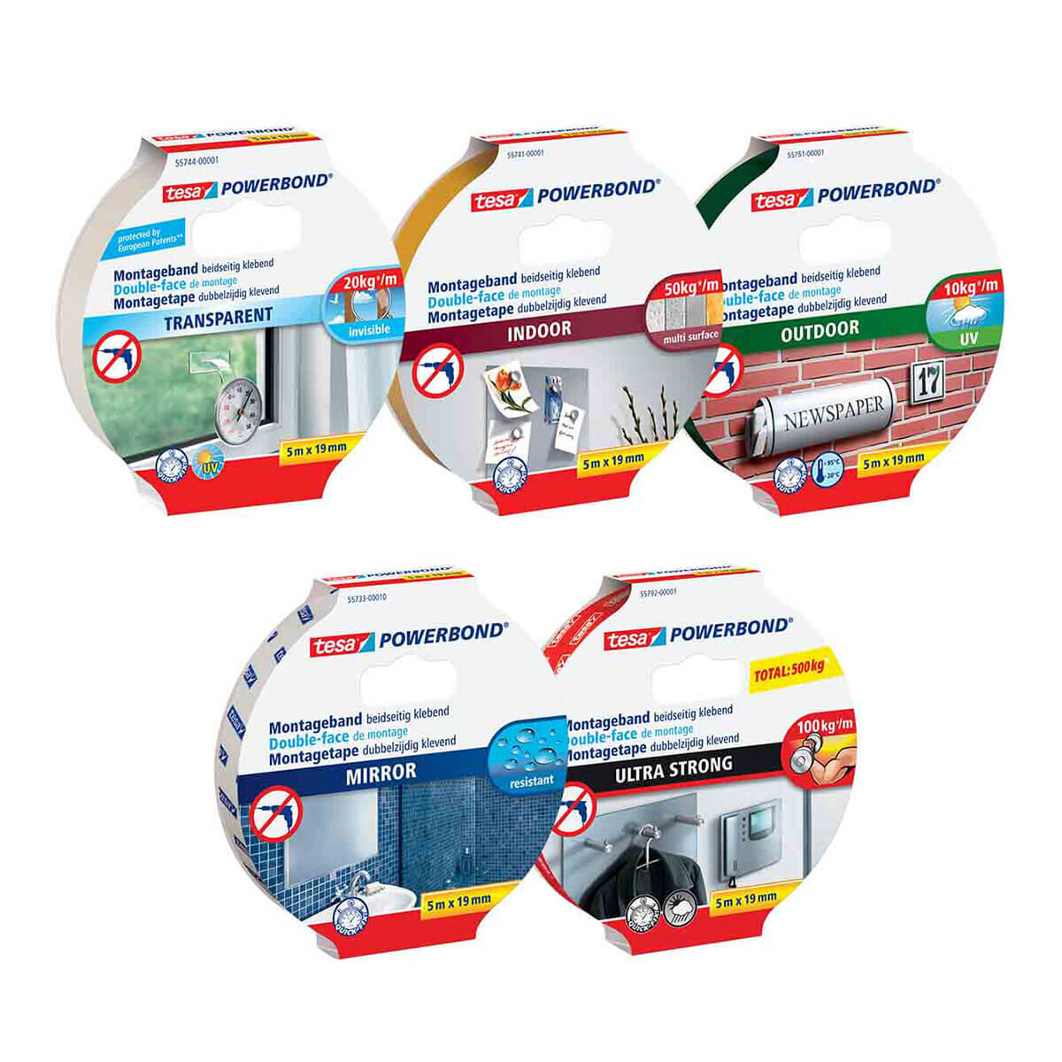 Tesa Powerbond Montageband – Doppelseitig, Transparent, Stark Klebend Für 20 Kg/m